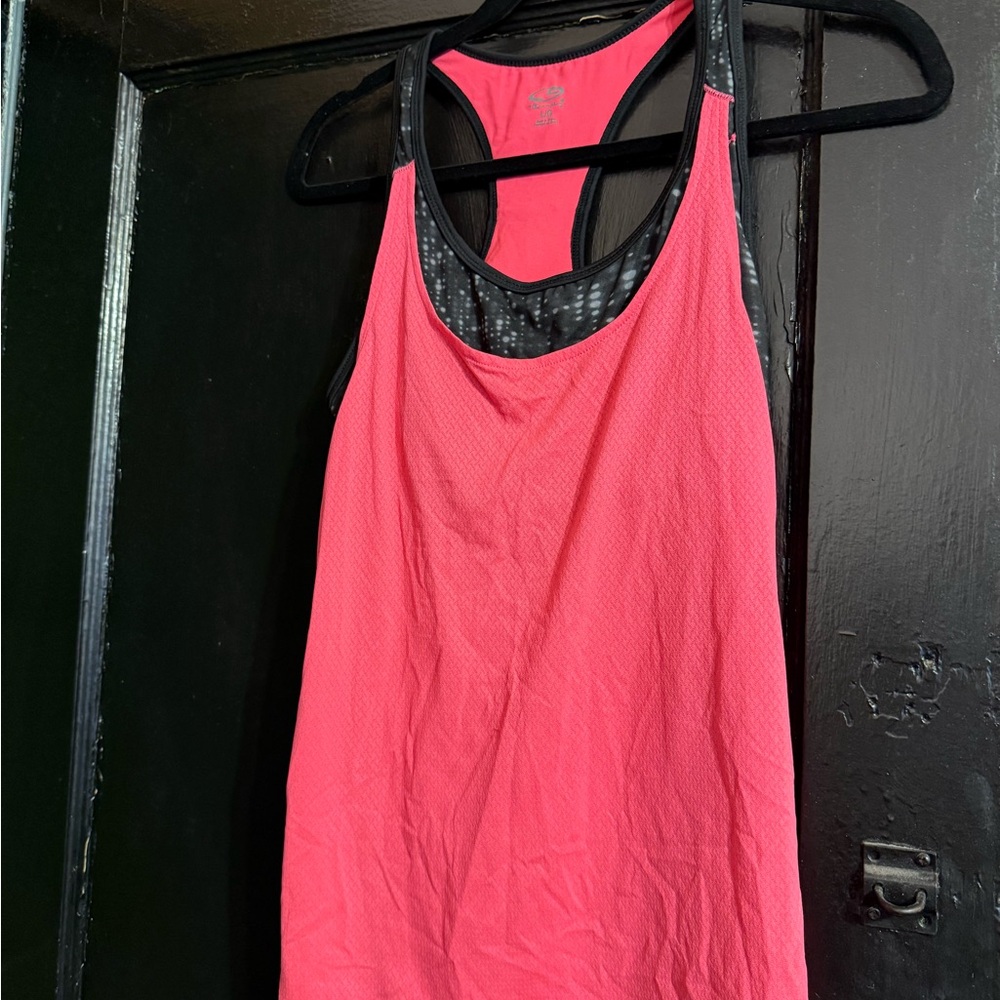 Fabletics Coral and Black Tank Top